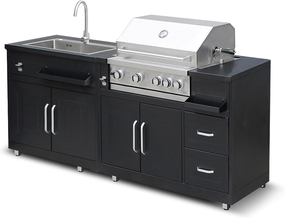 Cuisine extérieure en métal avec évier Barbecue et Rangement