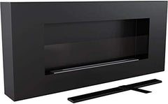Cheminée Bio KRATKI Delta Flat avec vitrage | 400 x 900 cm | Conteneur de 0,4 L | Noir | Cheminée Murale | Idéal pour la Maison, Le Salon ou la Chambre | Testé TÜV - Rhénanie