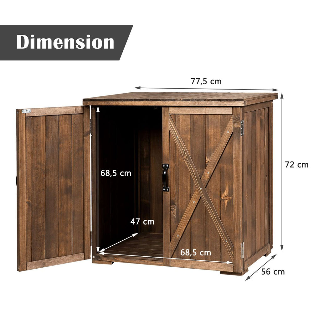 Armoire de Jardin Exterieur en Bois 77,5 x 56 x 72 cm Abri à Outils avec Double Portes Marron -