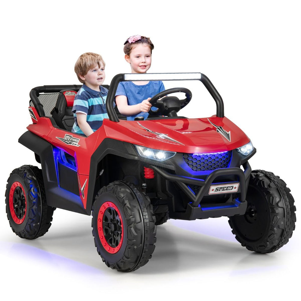 Voiture lectrique Enfant 12 V Tlcommande pour 3-8 Ans 2 Vitesses Ressort de Suspension Charge 59KG 118x74x71CM Noir/Rose/Rouge -