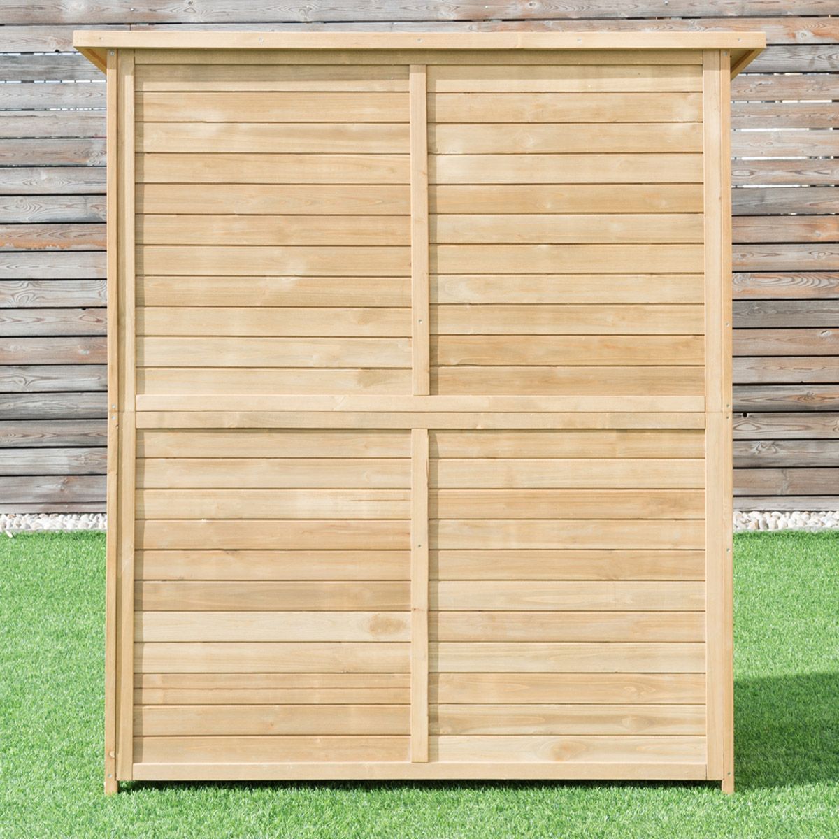 Abri de Jardin en Bois Cabane de Jardin Extrieur Double Portes avec Loquet Toit Inclin en Asphalte Cabanon Jardin Extrieur 140 x 50 x 162 cm Naturel -