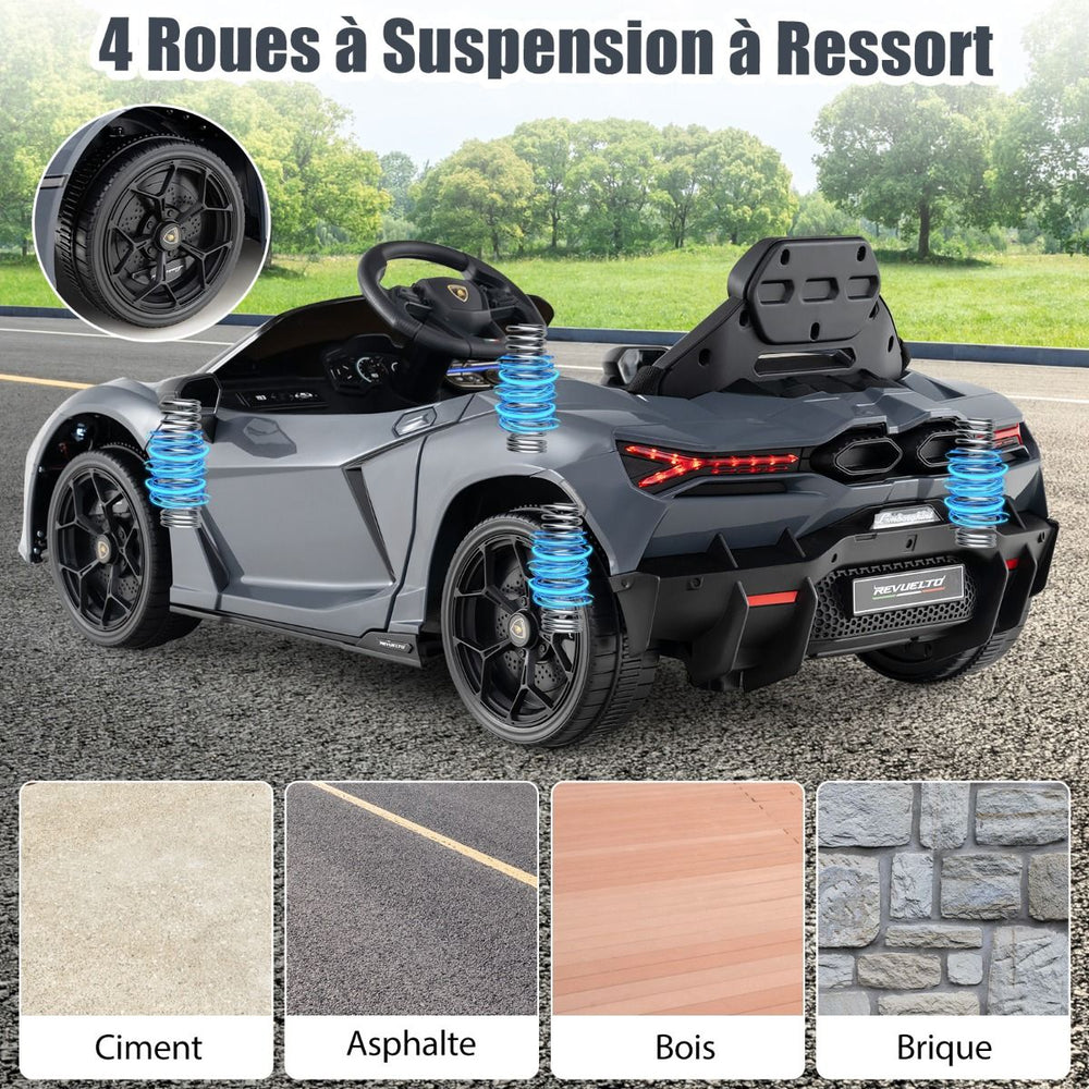 Voiture Electrique 12V pour Enfants Sous Licence Revuelto Télécommande Portes Hydrauliques pour 37-95 Mois Gris/Orange -