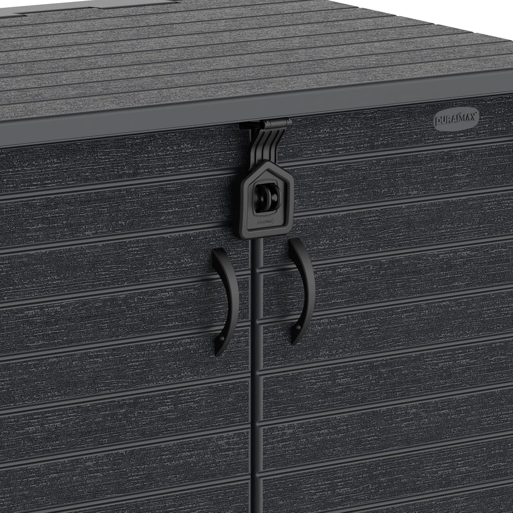 Duramax StoreAway 1200L Plastic Garden Shed/ Flat Lid,Outdoor Storage Shed,Wheelie Bin Hideaways,Wheelie bin box,Durable Construction,Ideal for Bikes,BBQs & 2x 240L Bins,145x85x125 cm,Brown