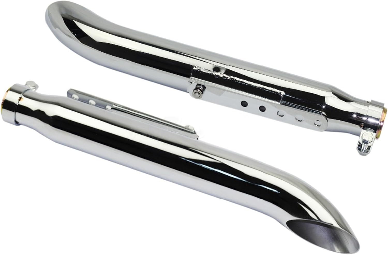 ZIAYI 1 Paire Tuyau De Silencieux D'échappement De Moto pour Harley pour Suzuki VL 125 800 1500 Intruder Bobber Chrome Conique Tourner Silencieux De Fer (Color : Chrome)