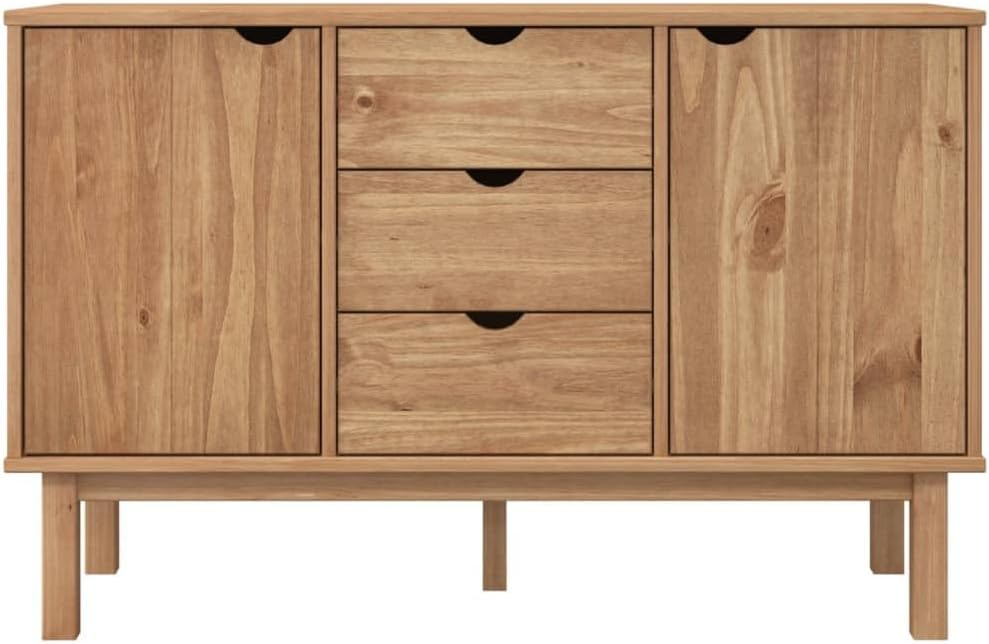 vidaXL Buffet Armoire Latérale Armoire de Rangement Organisateur de Maison Meuble de Salle de Séjour Intérieur 113,5x43x73 cm Bois Massif de Pin