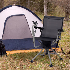 Chaise de Chasse Portable Chaise de Tir avec Siège de Pliable Réglables Rotation à 360° Support de Fusil Réglable Charge 150 kg Noir -