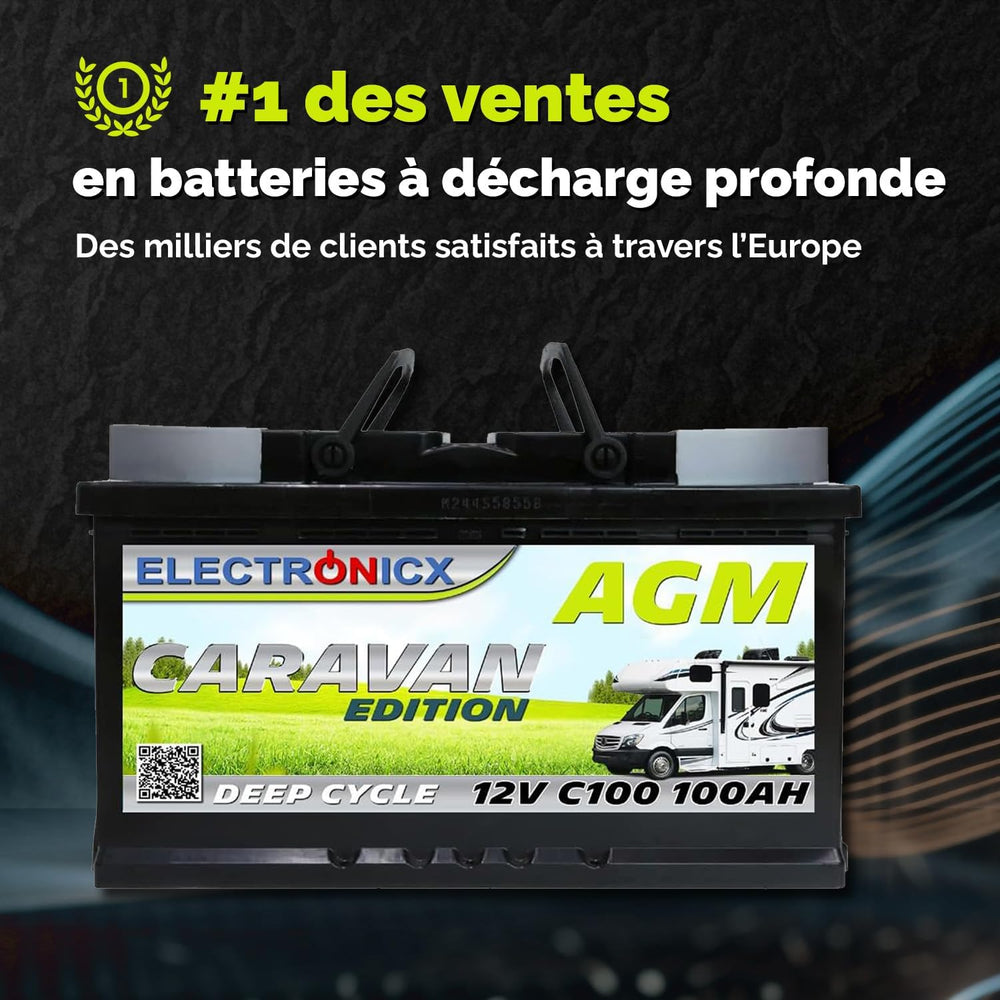 Batterie AGM 12v 100Ah Electronicx Caravan Edition batterie solaire 12v accumulateur 12v batteries solaires alimentation batterie 12v agm caravane batterie camping car batterie gel 12v accumulateur