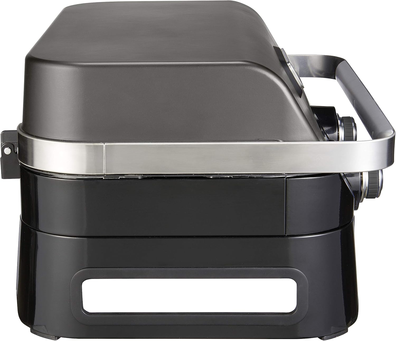Attitude2go,Barbecue de Table à Faible fumée,BBQ Portable,à Couvercle,thermomètre,et Grille en Fonte,Alimentation : Cartouche de gaz CV 470 Plus,Gris