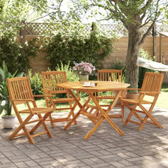 vidaXL Ensemble à Manger de Jardin Pliable 5 pcs Bois Massif d’Acacia, Ensemble de Salle à Manger d'extérieur, Meuble de Salle à Manger de Jardin, Table et chaises de Jardin