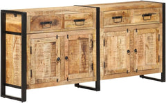 vidaXL Buffet Meuble de Rangement Armoire de Rangement avec 4 Tiroirs et 2 Compartiments Maison Intérieur 172x35x80 cm Bois de Manguier Massif