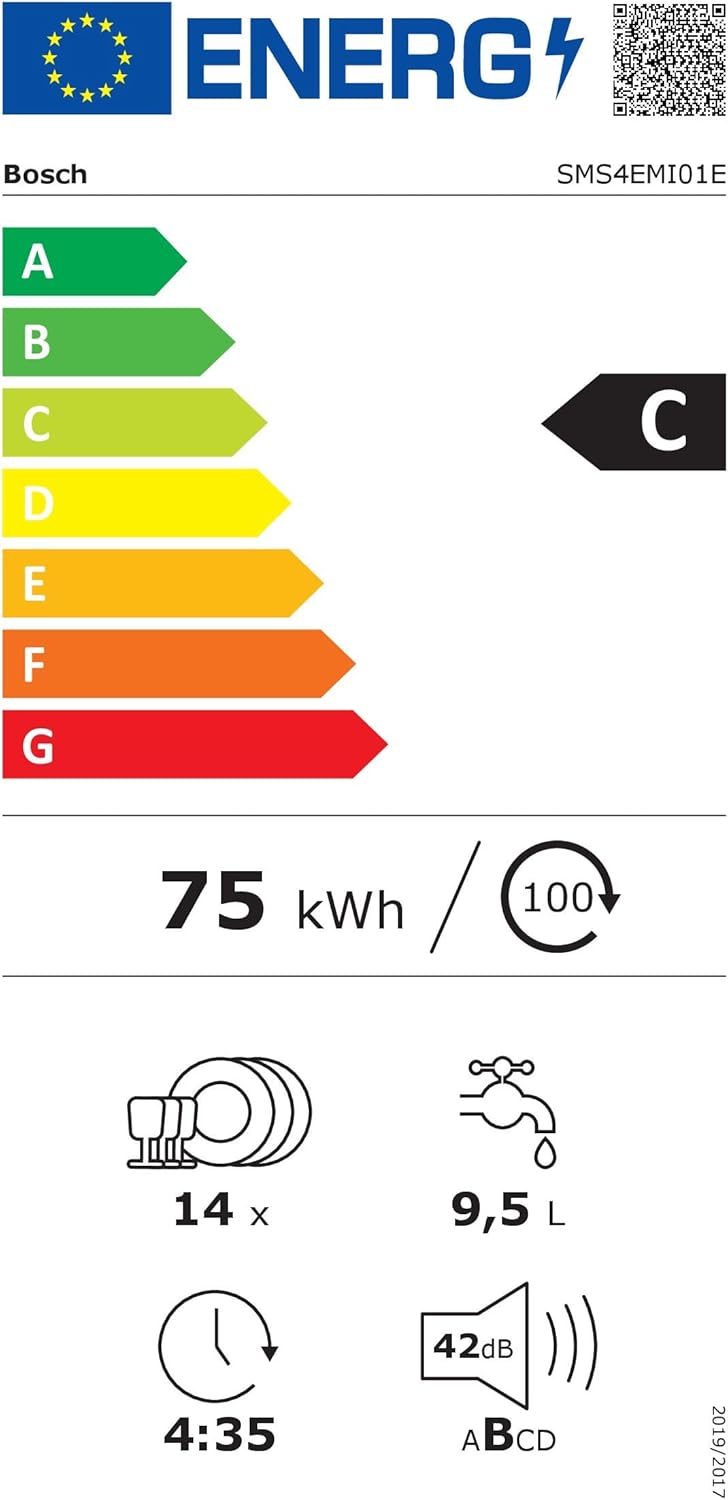 SMS4EMI01E - Srie 4 - Lave-vaisselle Pose-libre - 60 cm - 14 couverts - Silence Plus 42 dB - Inox -