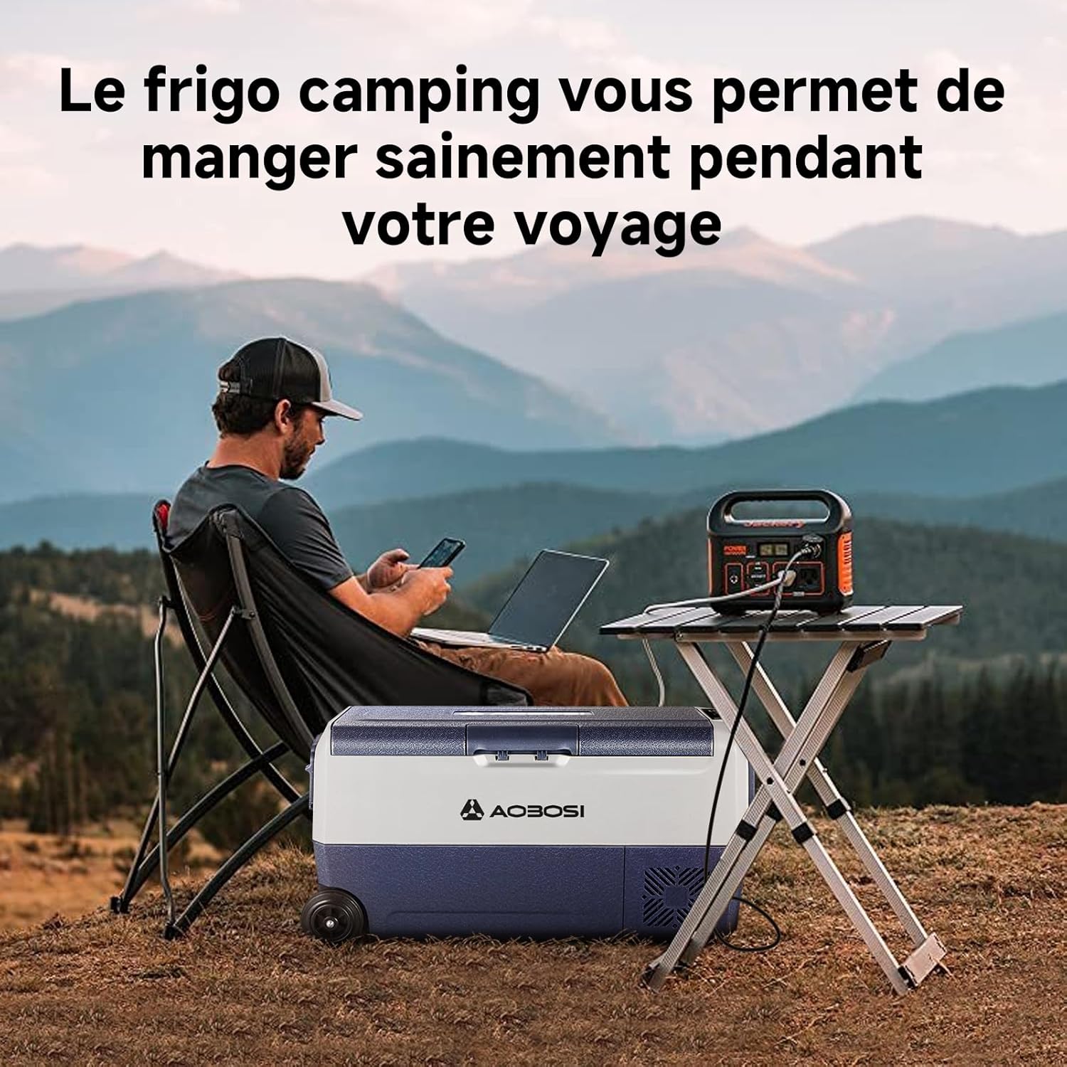 AAOBOSI Glaciere a Compression 36l, Glaciere Electrique Double Zone WiFi APP, 12 V/24 V et 100-240 V Frigo Camping, -20 ℃ à 20 ℃, pour Voiture, Camion, Bateau, Camping, Car, Caravanes,Voyageant,Maison