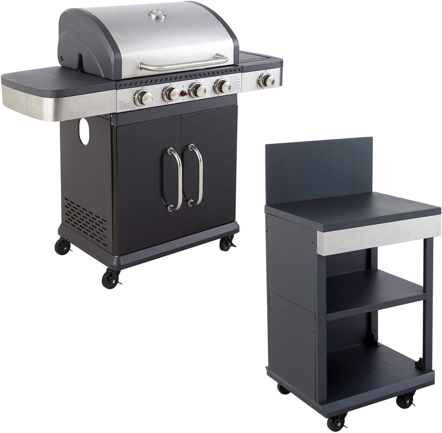Cook'in Garden - Barbecue au gaz FIDGI 4 avec desserte