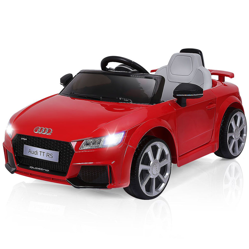Voiture TTRS Electrique pour Enfants 12V Max. 5 Km/h Double Porte avec Tlcommande 2.4G Blanc/Rouge -