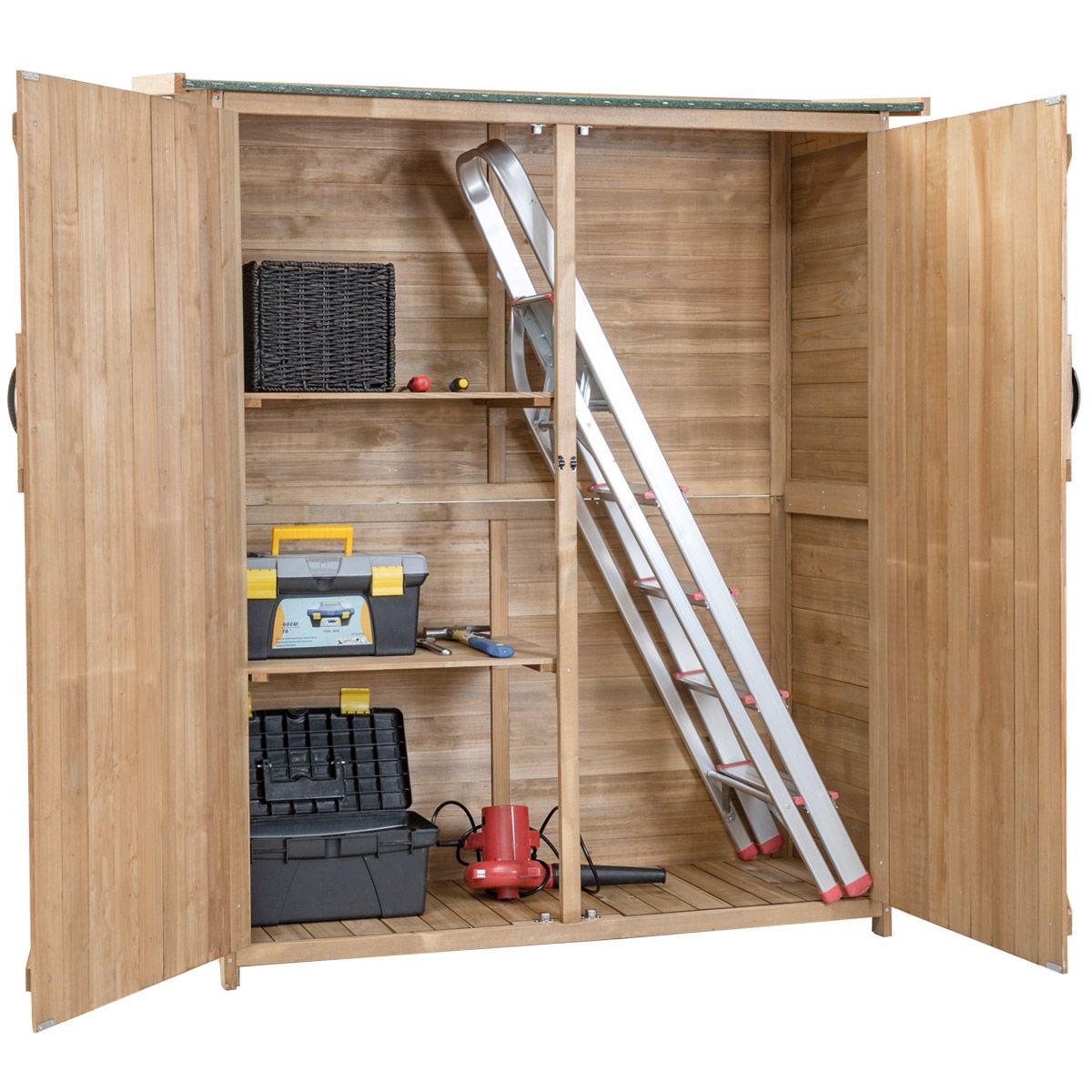 Abri de Jardin en Bois Cabane de Jardin Extérieur Double Portes avec Loquet Toit Incliné en Asphalte Cabanon Jardin Extérieur 140 x 50 x 162 cm Naturel -