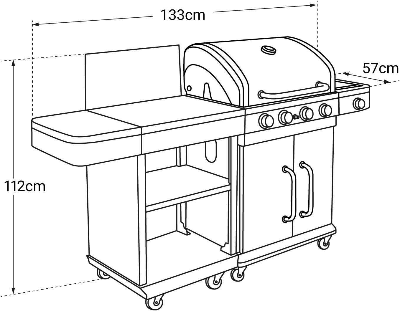 Cook'in Garden - Barbecue au gaz FIDGI 4 avec desserte