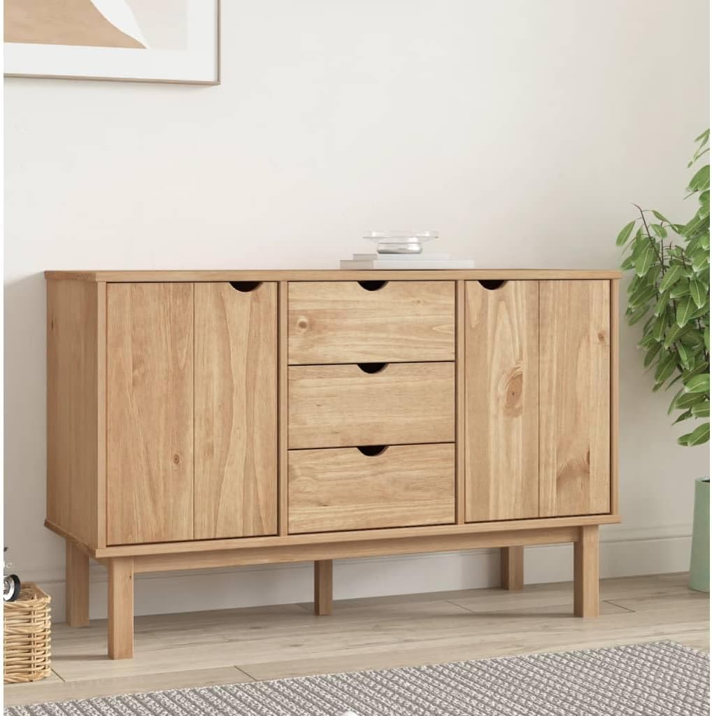 vidaXL Buffet Armoire Latérale Armoire de Rangement Organisateur de Maison Meuble de Salle de Séjour Intérieur 113,5x43x73 cm Bois Massif de Pin