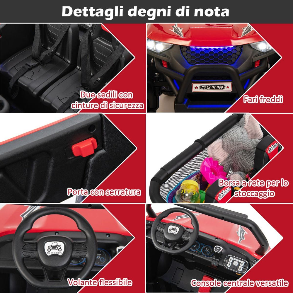 Voiture électrique Enfant 12 V Télécommande pour 3-8 Ans 2 Vitesses Ressort de Suspension Charge 59KG 118x74x71CM Noir/Rose/Rouge -