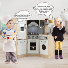 Cuisine Enfants en Bois XXL Angle 105 x 49 x 85 cm ( L x l x H ) Cuisine Complet avec Four Lave Linge 3 An+ -
