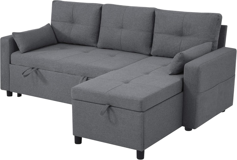 Zubaliya Canapé Convertible en Forme de L,canape lit 2 Places Convertible Gris,canapé 3 Places lit gigogne avec Fonction Couchage,équipé d'un Espace de Rangement