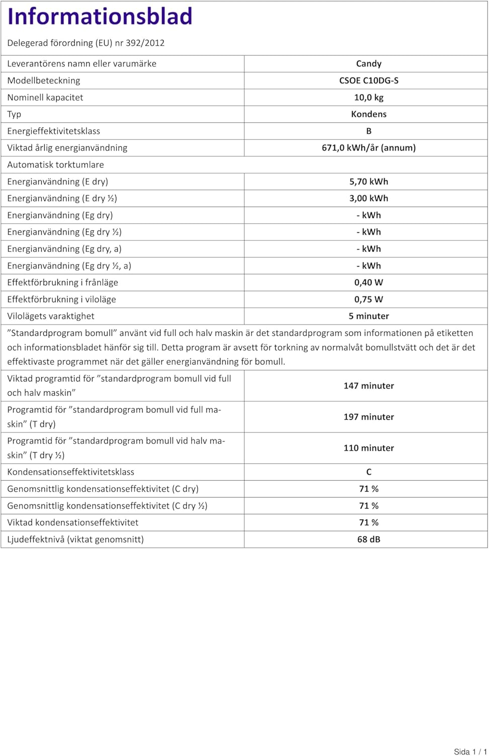 Sche linge Condensation CSOEC10DG-S -