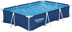 Steel Pro Kit Piscine Hors Sol Rectangulaire 3,00 m X 2,01 m X 66 cm,Bleu