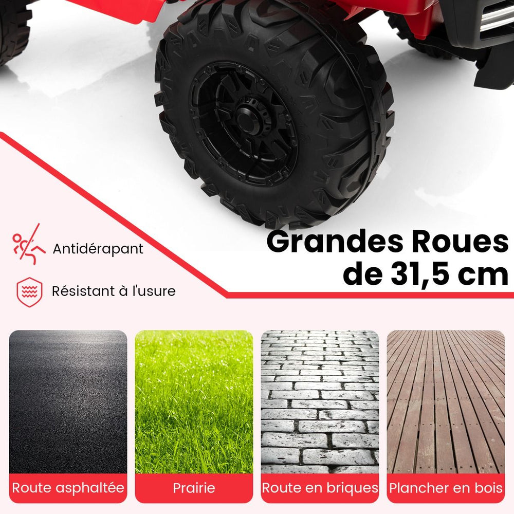 24V Voiture lectrique 2 Places Enfants avec Tlcommande 2,4G Musique LED Dmarrage Lent 2 Vitesses Charge 35kg pour 3-8 Ans+ Rouge/Rose/Vert -