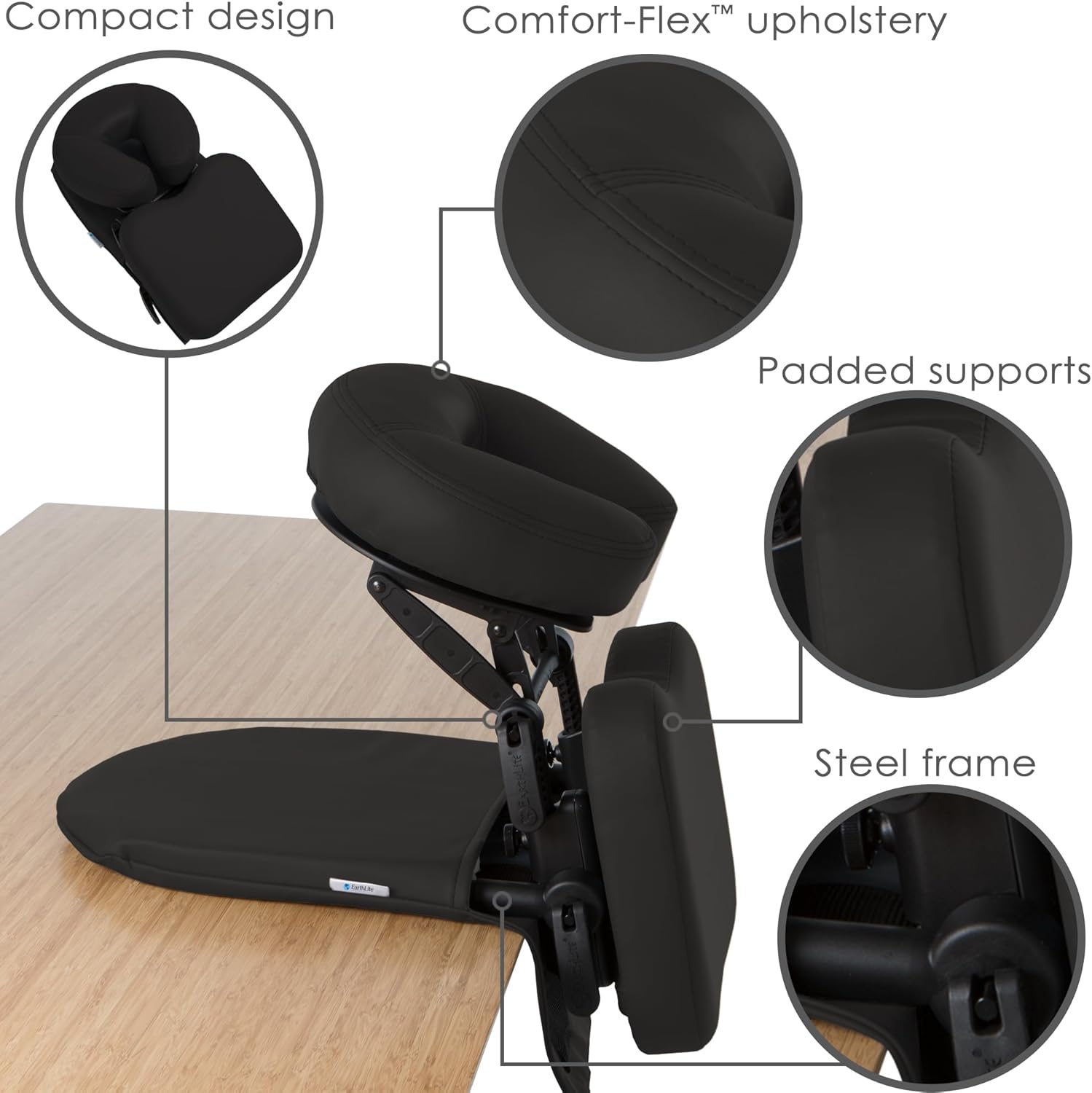 EARTHLITE Travelmate Accessoire pour table de massage - kit de massage têtière et dessus de table, équipement pour récupération post-vitrectomie