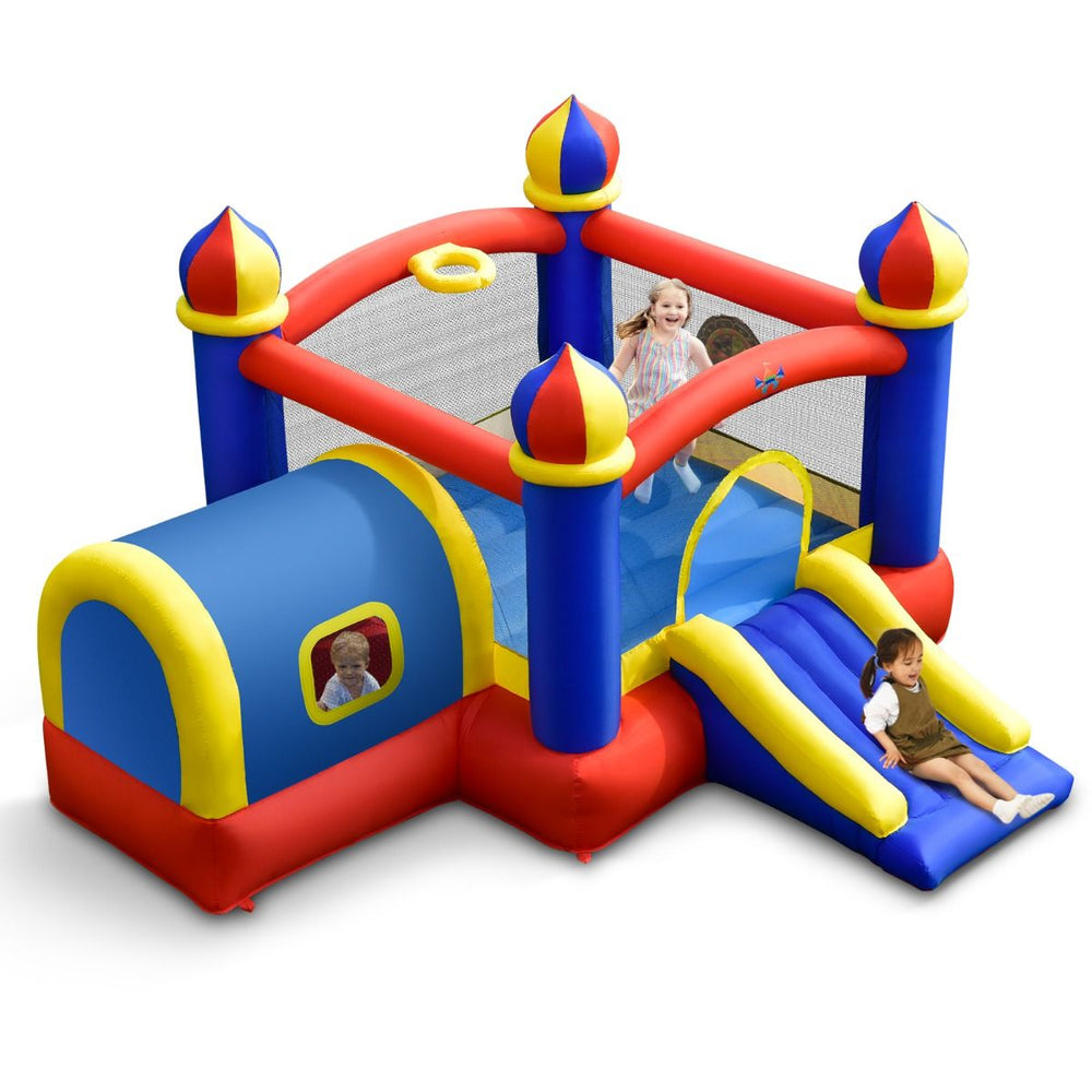 Château Gonflable pour Enfant avec Espace de Rebonds Petite Maison Toboggan Panier de Basket(sans Gonfleur) -