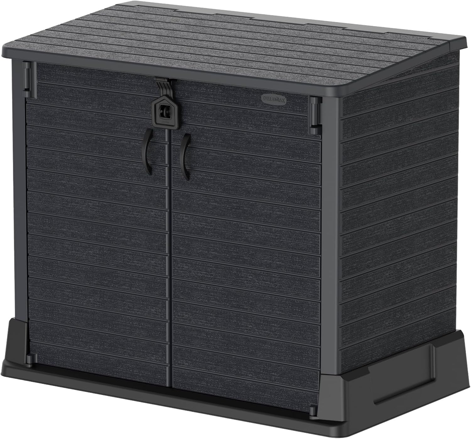 Duramax StoreAway 1200L Plastic Garden Shed/ Flat Lid,Outdoor Storage Shed,Wheelie Bin Hideaways,Wheelie bin box,Durable Construction,Ideal for Bikes,BBQs & 2x 240L Bins,145x85x125 cm,Brown