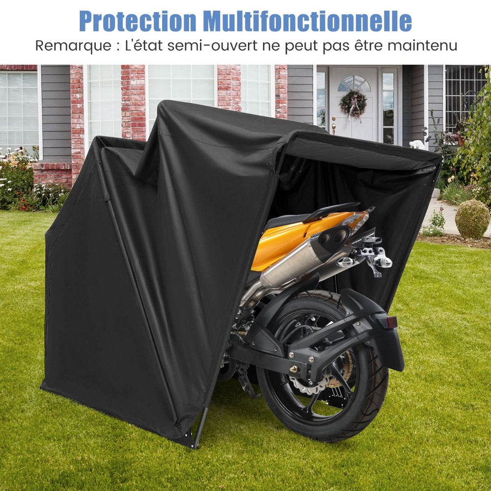 Abri de Moto Extrieur Tente Moto avec Housse en Tissu Oxford Fen锚tres en Maille Enroulables Housse Moto Exterieur tanche pour Moto Vlos Outils Noir -