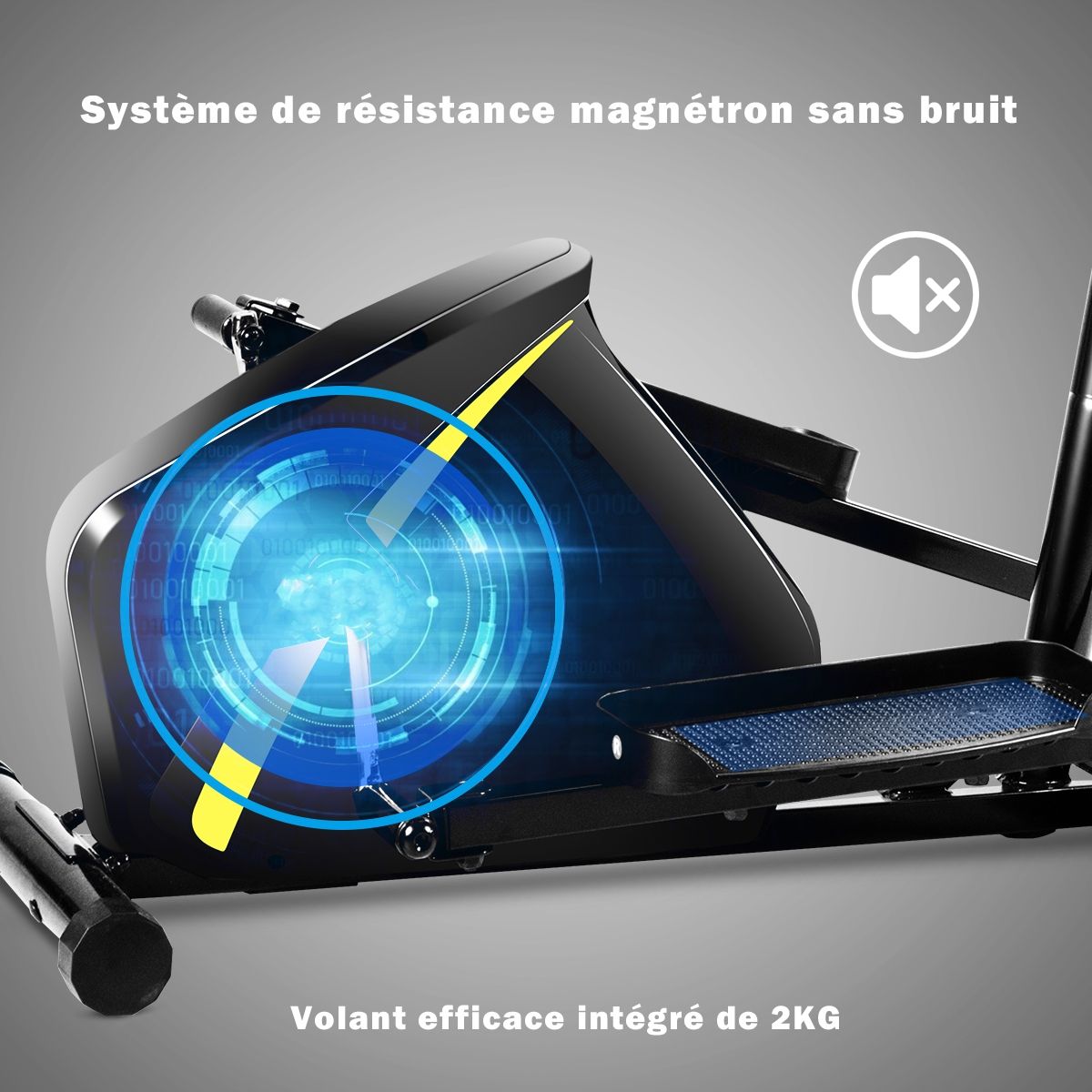 Vlo Elliptique avec 8 Niveaux de Rsistance-Masse d'Inertie 2 kg Pouls  la Main Affichage LCD -
