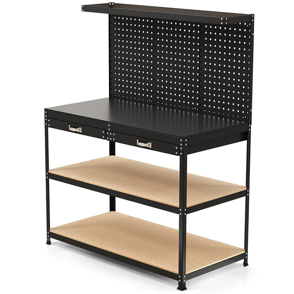 tabli de Bricolage 121 x 61 cm Table de Travail en Mtal de 230 kg avec 3 Panneaux Perfors 24 Accessoires de Suspension Noir/Bleu Marine -