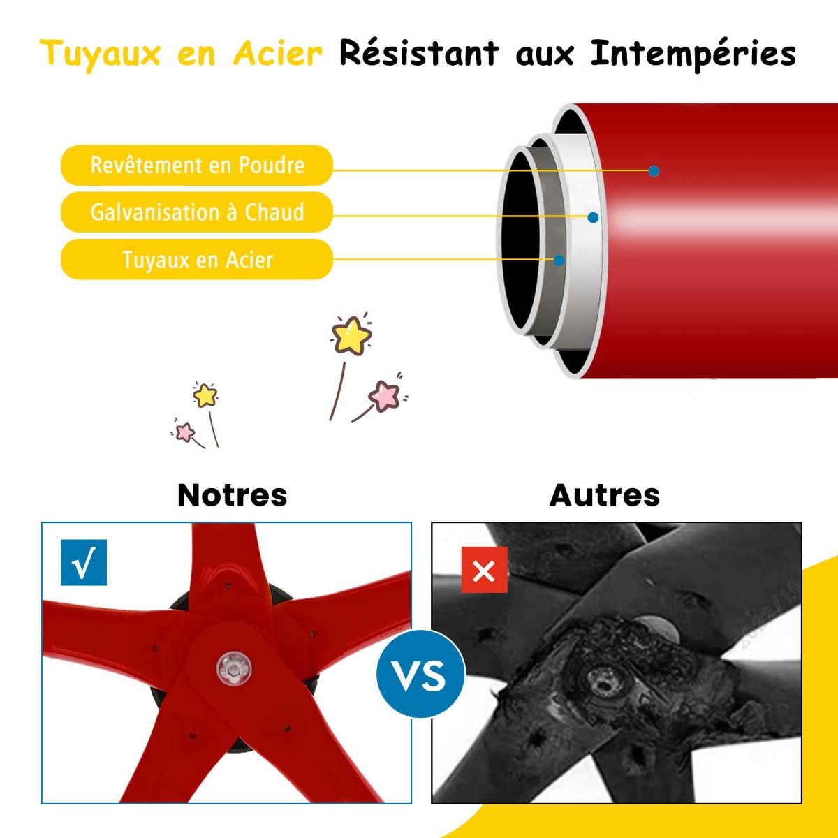 D么me d'Escalade de 305cm avec Balanoire Cage d'Escalade en Mtal Charge Max 363 kg Intrieur Extrieur pour Enfants de 3-10 Ans Jaune/Rouge -