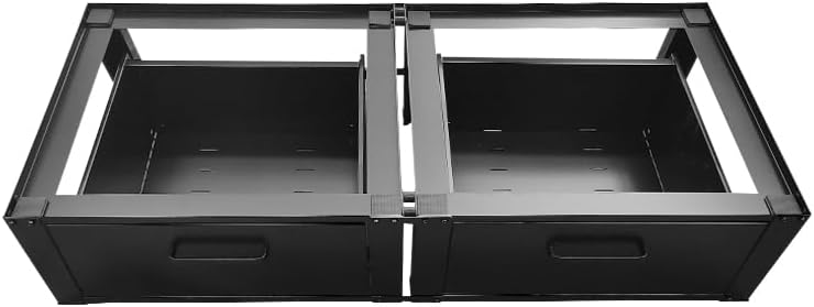 Vonia Rehausseur Double pour Lave-Linge et Sèche-Linge – Avec Tiroir – Support Machine à Laver Robuste – Noir