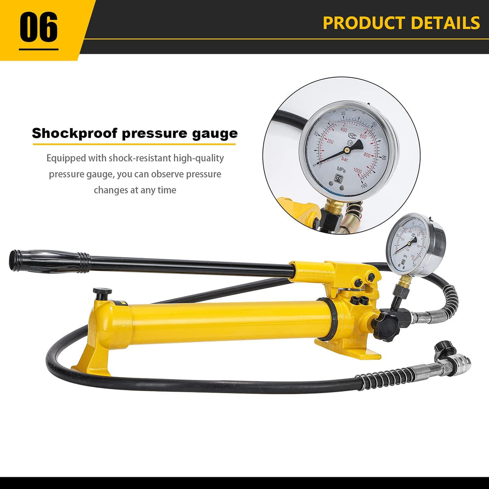 CGOLDENWALL CP-700 Pompe Hydraulique Manuelle avec Tuyau de 1 8m Haute Pression 700kg/cm² Contenu en Huile 900cc pour Utilisation avec Variété d'Outils Hydrauliques