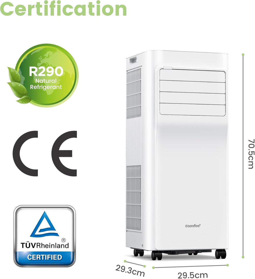 COMFEE' Climatiseur Mobile 9000 BTU/h 2,6kW, Contrôle APP, 3 Modes, 3 Vitesses de ventilation, Dimensions compactes, Pour pièces de 33㎡, Breezy Cool 2.6, Fonctionne avec Alexa
