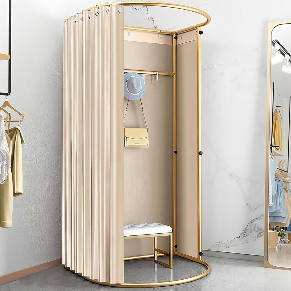 Ainbonte Cabine d'essayage Portable, Magasin de Vêtements Cabine Essayage, pour Magasin de Centre Commercial et Bureau, Protection de la Vie Privée Temporaire Dressing de Vestiaire (Beige)