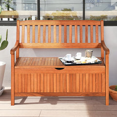 Banc de Jardin 2 Places 107 x 59 x 90 CM en Bois d'Acacia avec Compartiment de Rangement pour Jardin Terrasse Balcon -