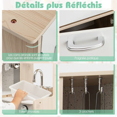Cuisine Enfants en Bois XXL Angle 105 x 49 x 85 cm ( L x l x H ) Cuisine Complet avec Four Lave Linge 3 An+ -