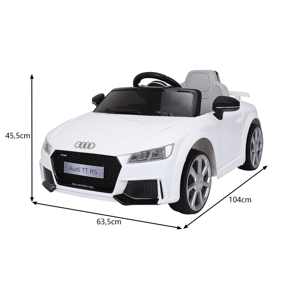 Voiture TTRS Electrique pour Enfants 12V Max. 5 Km/h Double Porte avec Tlcommande 2.4G Blanc/Rouge -
