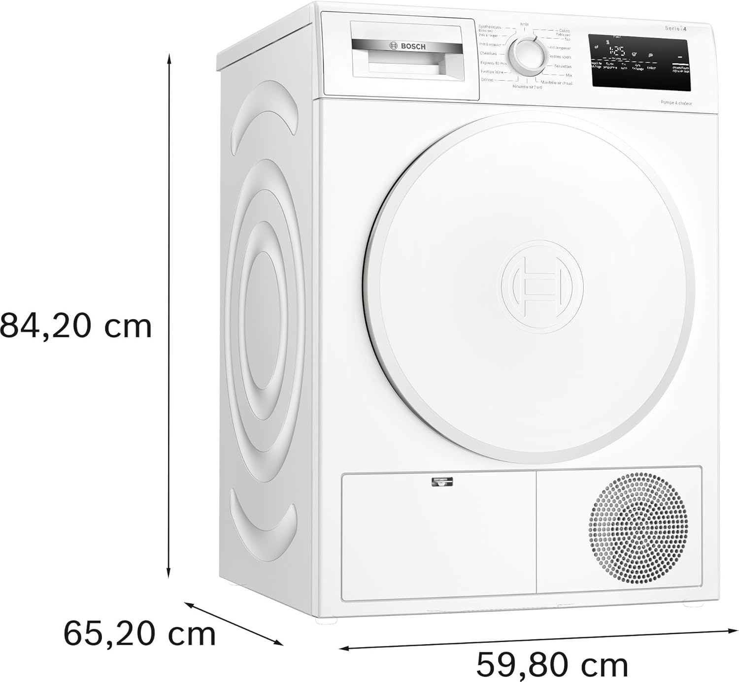 Bosch WTH8300DFR, Série 4, Sèche linge, Pompe à chaleur, 8 kg, Blanc