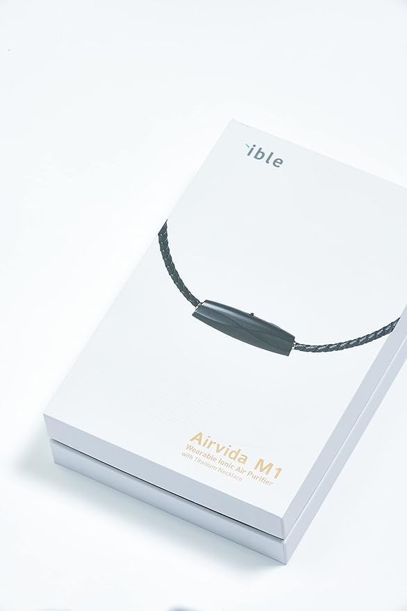 Airvida M1 Purificateur d'air ionique portable (Noir) | Collier en titane (50cm) | Rechargeable par USB | Pour le quotidien et en voyage