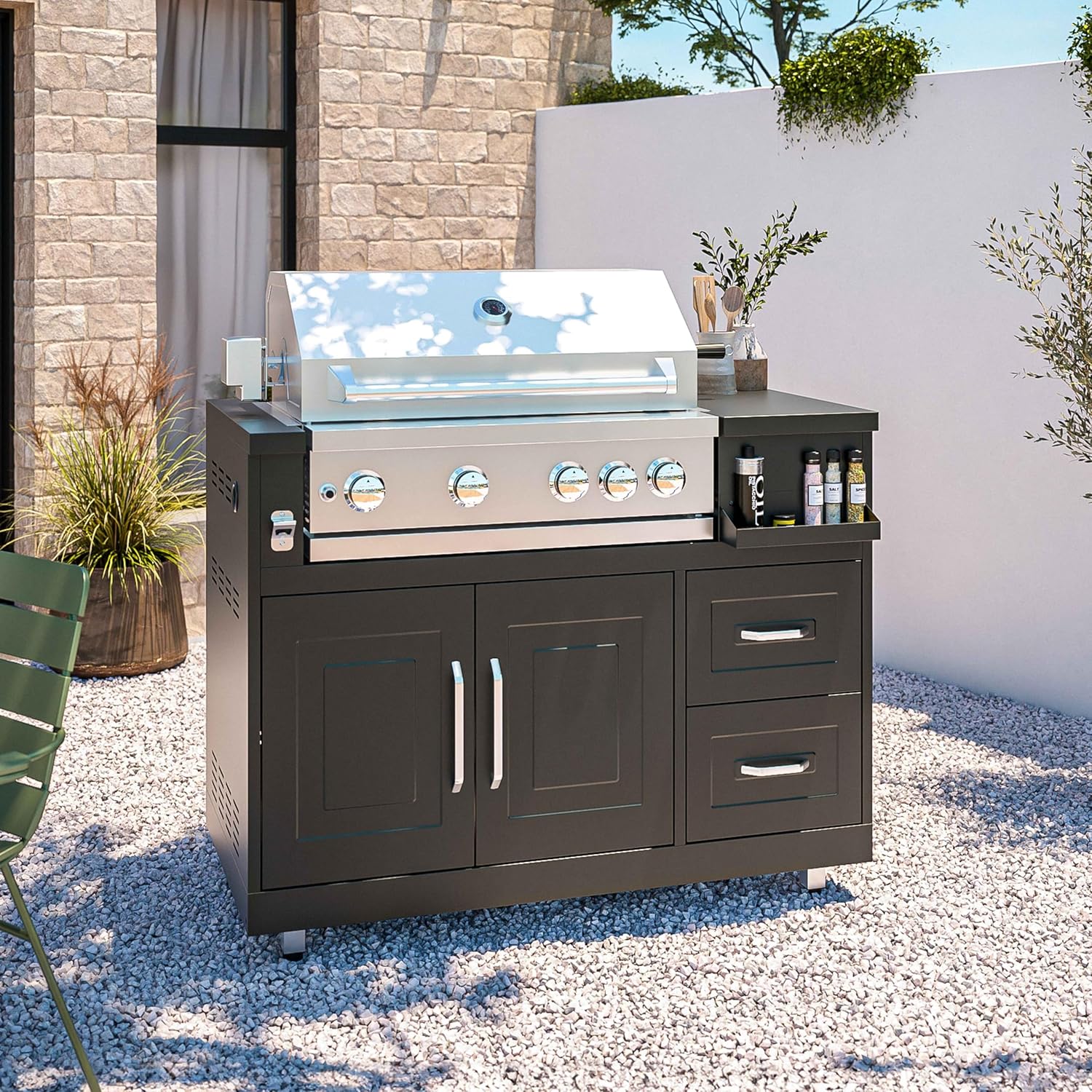 Cuisine extérieure en métal avec évier Barbecue et Rangement