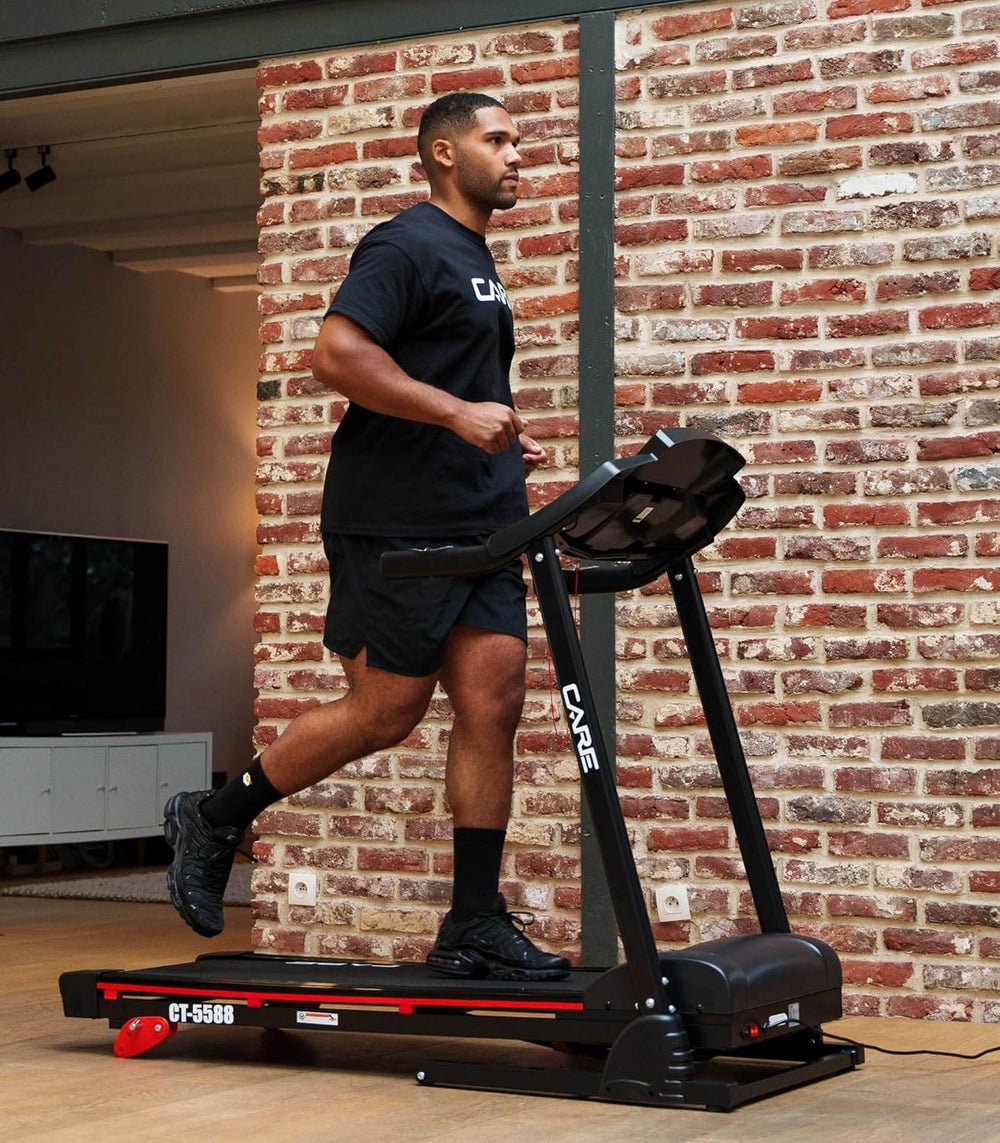Care Fitness - Tapis de Course Connecté CT-5588-2 - Tapis de Marche Électrique Inclinable et Pliable - Jusqu'à 16km/h - 3 Niveaux d'Inclinaison - 12 Programmes - Kinomap