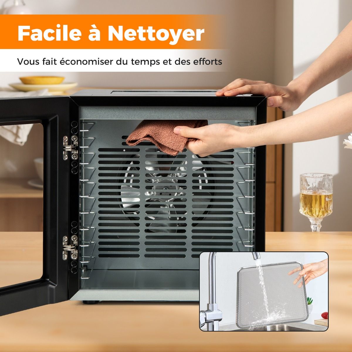 Dshydrateur Alimentaire Schoir  10 Plateaux en Acier Inoxydable avec 10 Programmes Prrgls Minuterie de 48H&Temprature de 30-75鈩Noir -