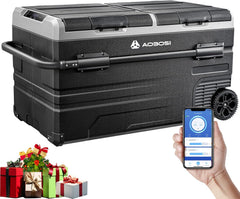 115L Glaciere Electrique Double Zone,Glaciere a Compression WiFi APP,12 V/24 V et 100-240 V Frigo Camping,-20 à 20 pour Voiture,Camion,Bateau,Camping,Car,Caravanes,Voyageant,Maison