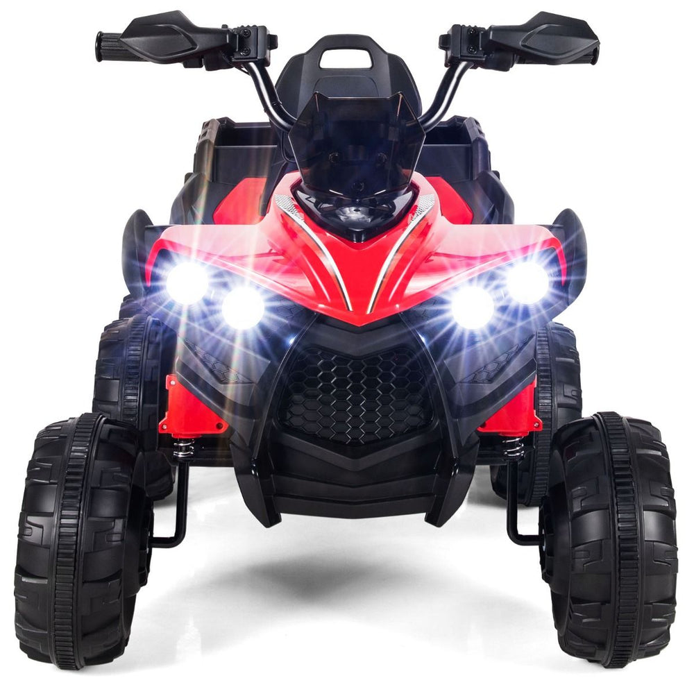 12V Quad Electrique Enfants avec Lumières LED et Musique Véhicule Electrique Enfants avec Démarrage Lent Charge 30kg 129 x 69 x 72 cm Noir/Rouge -