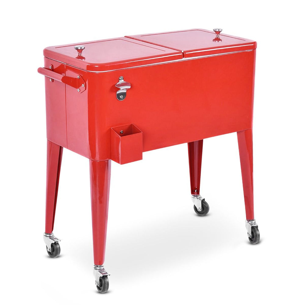Chariot Isotherme Roulant de 76L Rfrigrant avec Roulettes Universelles Ouvre-bouteille Desserte Jardin pour Conserver Glace et Boissons -