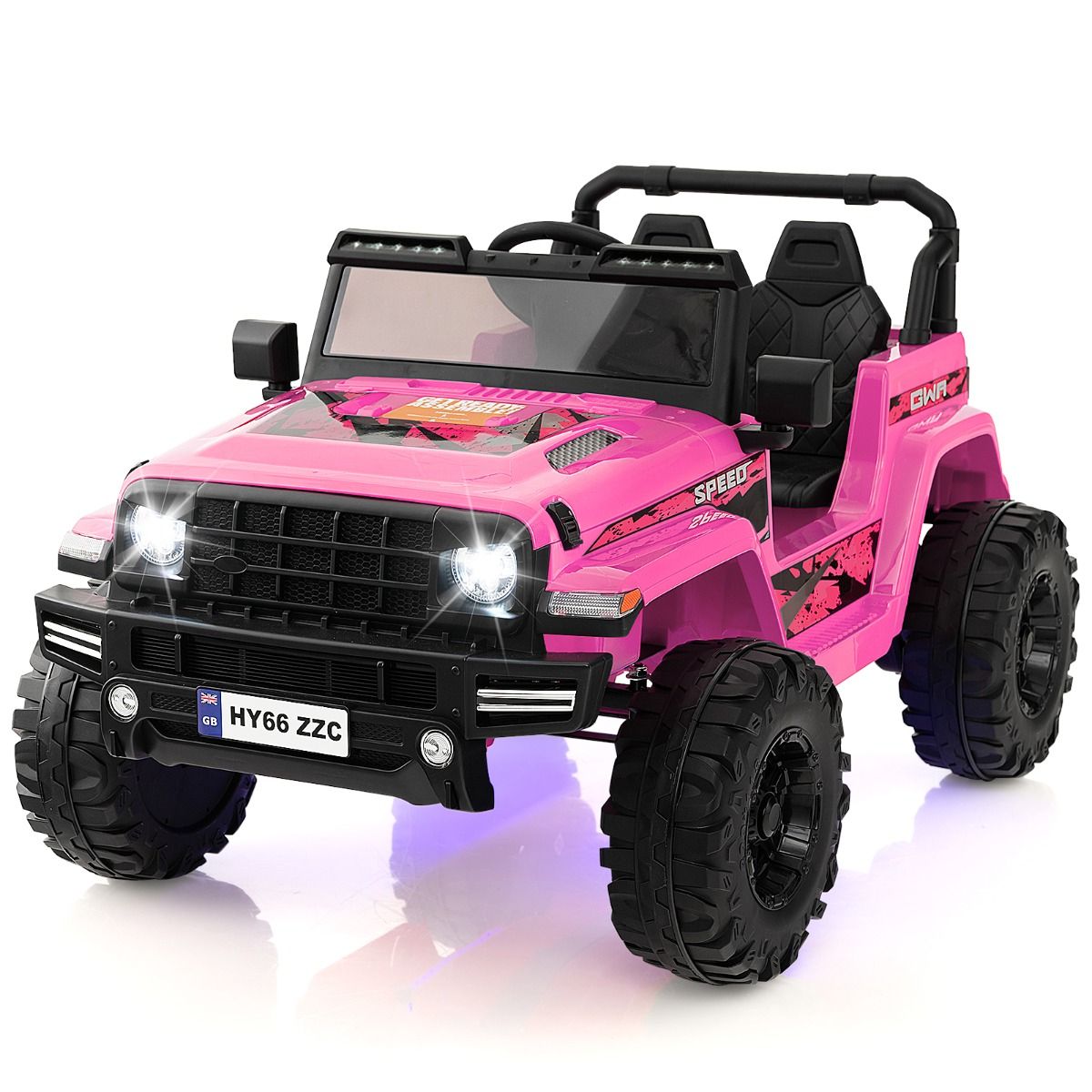 24V Voiture lectrique 2 Places Enfants avec Tlcommande 2,4G Musique LED Dmarrage Lent 2 Vitesses Charge 35kg pour 3-8 Ans+ Rouge/Rose/Vert -
